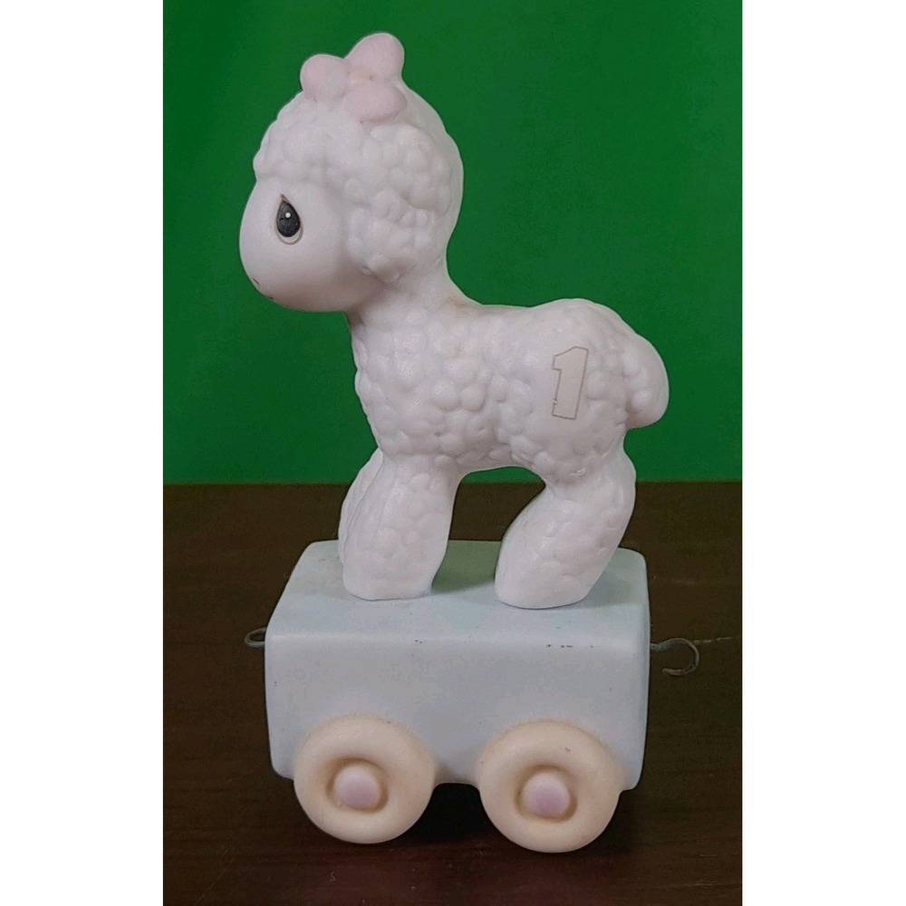 Vtg 1985 Enesco Precious Moments‎ Happy Birthday Little Lamb #1 Birthday Train